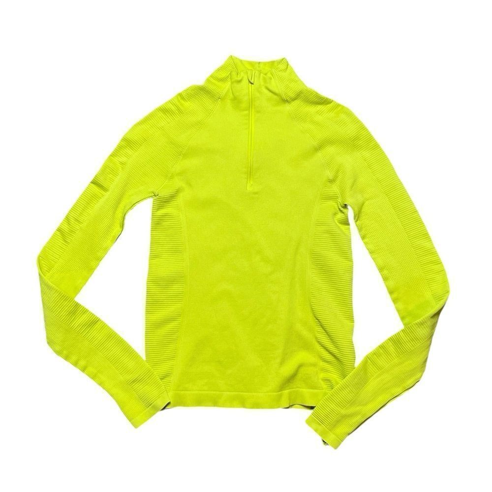 ATHLETA Mock Neck Half Zip Long Sleeve Top Lime green Size XS